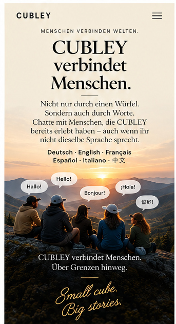 Menschen im Gespräch vor einer Berglandschaft