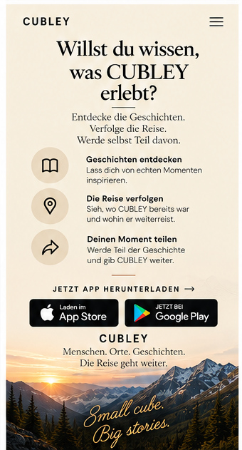 Abendlicht in den Bergen — Small cube. Big stories.